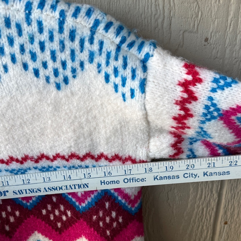 LOFT Women's Sweater with Blue and Pink Patterns - Picture 11 of 11